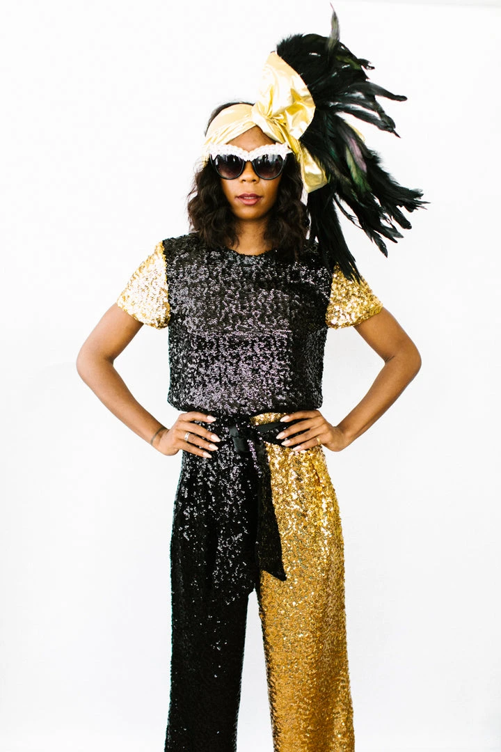 Fringe Co Black And Gold High Waisted Sequin Pants Sequin Collection 4 Fringe Co Black And Gold High Waisted Sequin Pants Sequin Collection