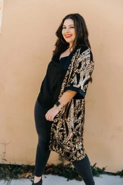 Fringe Co Gold Embroidered Sequin Duster