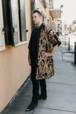 Fringe Co Gold Embroidered Sequin Duster