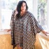 Fringe Co Caftan Club Collection Black, Silver And Gold Sequin Stripe Short Caftan