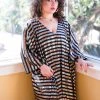 Fringe Co Caftan Club Collection Black, Silver And Gold Sequin Striped Long Caftan