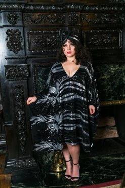 Fringe Co Black And Silver Sequin Firework Short Caftan Caftan Club Collection