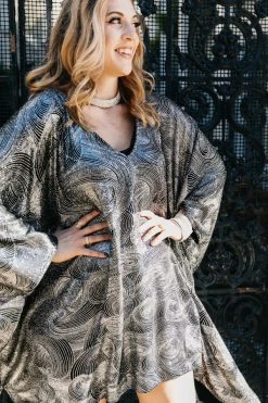 Fringe Co Silver Glitter Swirl Short Caftan