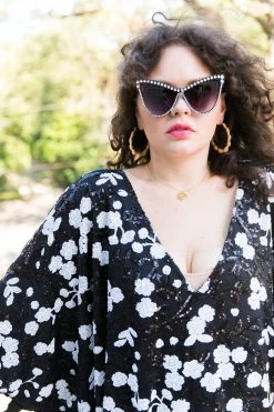 Fringe Co Black And White Floral Embroidered Sequin Short Caftan 9 Fringe Co Black And White Floral Embroidered Sequin Short Caftan