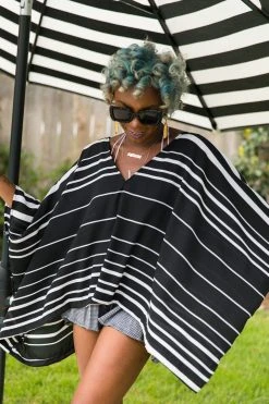 Fringe Co Black And White Stripe Chiffon Tunic Shop Spring Sparkles