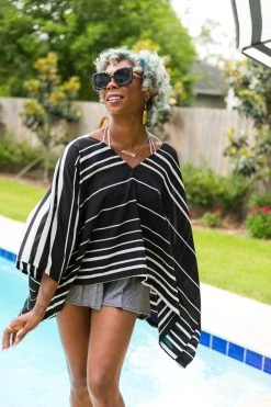 Fringe Co Black And White Stripe Chiffon Tunic Shop Spring Sparkles
