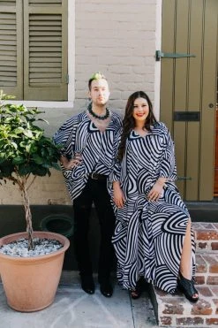 Fringe Co Black And White Pattern Short Caftan Caftan Club Collection