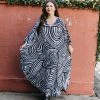 Fringe Co Caftan Club Collection Black And White Pattern Long Caftan