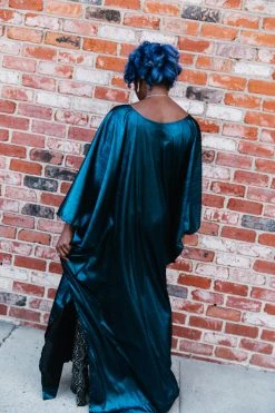 Fringe Co Blue Metallic Lame Long Caftan Caftan Club Collection