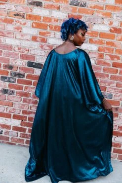 Fringe Co Blue Metallic Lame Long Caftan Caftan Club Collection
