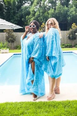 Fringe Co Caftan Club Collection Blue Paillette Sequin Long Caftan 21 Fringe Co Caftan Club Collection Blue Paillette Sequin Long Caftan