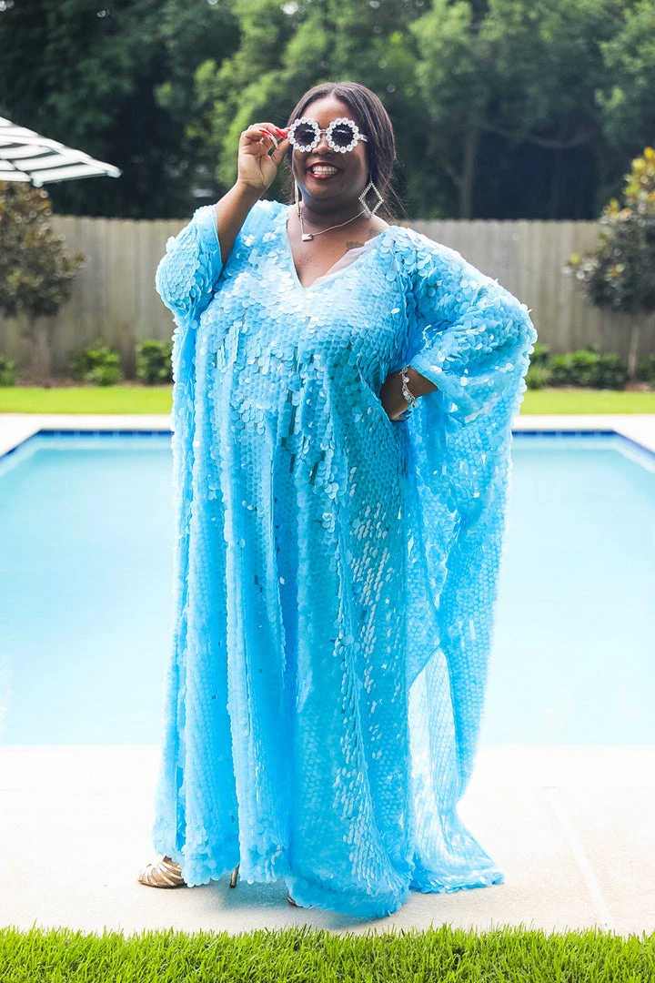 Fringe Co Caftan Club Collection Blue Paillette Sequin Long Caftan 11 Fringe Co Caftan Club Collection Blue Paillette Sequin Long Caftan