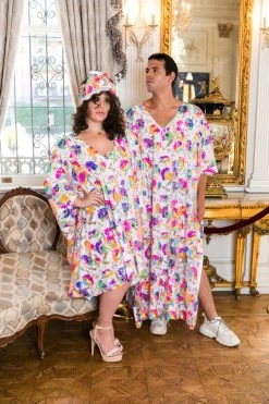 Fringe Co Bright Floral Sequin Long Caftan