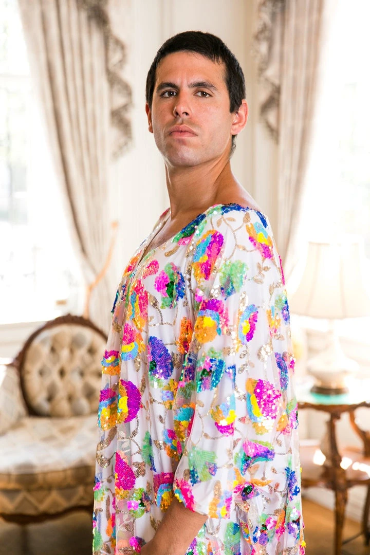 Fringe Co Bright Floral Sequin Long Caftan 3 Fringe Co Bright Floral Sequin Long Caftan