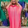 Fringe Co Bright Pink Sequin Long Caftan
