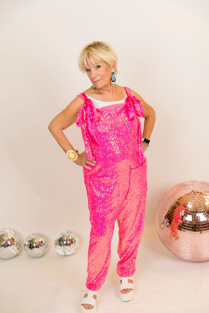 Fringe Co Bright Pink Sequin Party Jumpsuit Sequin Collection 2 Fringe Co Bright Pink Sequin Party Jumpsuit Sequin Collection