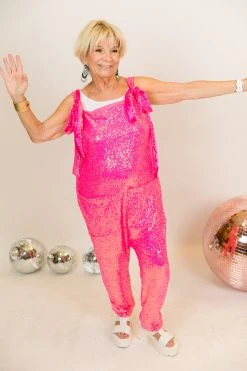 Fringe Co Bright Pink Sequin Party Jumpsuit Sequin Collection 8 Fringe Co Bright Pink Sequin Party Jumpsuit Sequin Collection