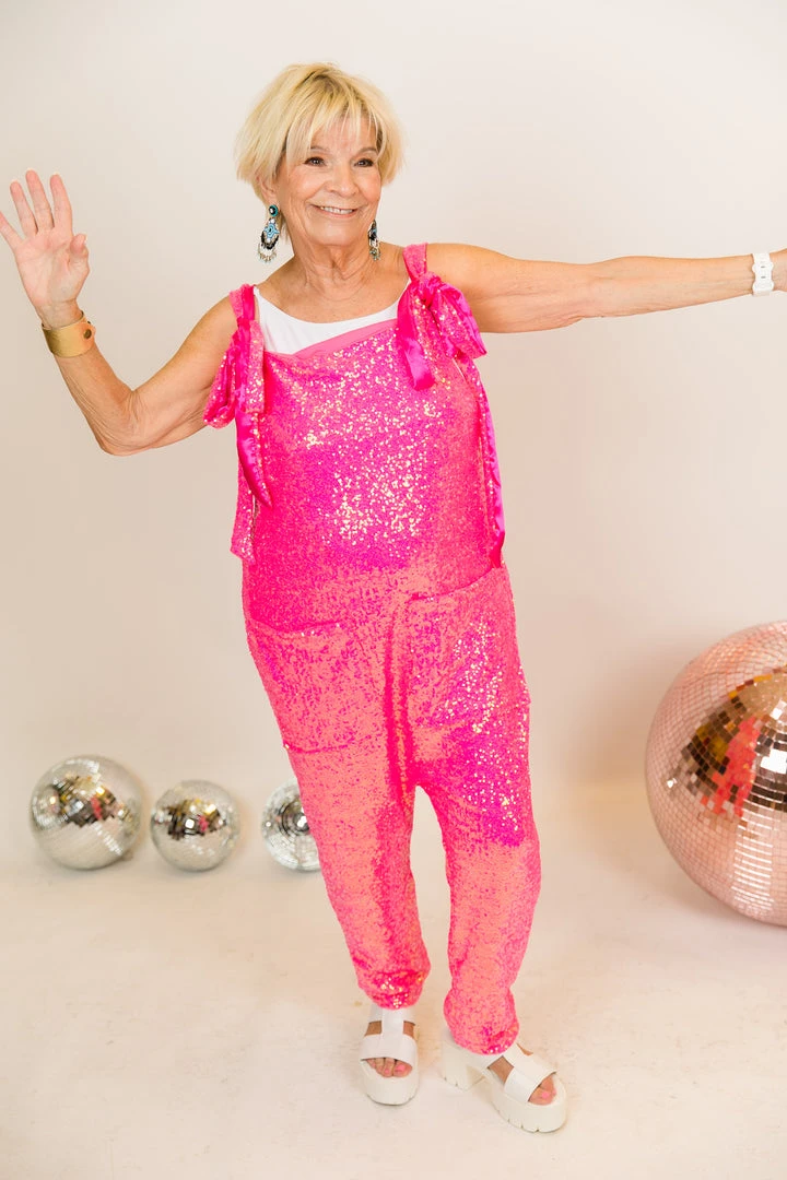 Fringe Co Bright Pink Sequin Party Jumpsuit Sequin Collection 3 Fringe Co Bright Pink Sequin Party Jumpsuit Sequin Collection