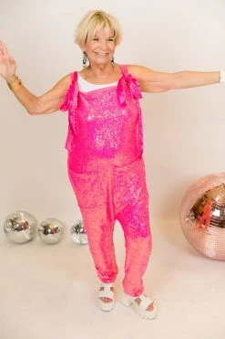 Fringe Co Bright Pink Sequin Party Jumpsuit Sequin Collection 9 Fringe Co Bright Pink Sequin Party Jumpsuit Sequin Collection