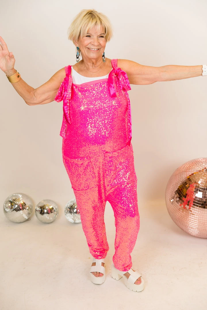 Fringe Co Bright Pink Sequin Party Jumpsuit Sequin Collection 4 Fringe Co Bright Pink Sequin Party Jumpsuit Sequin Collection
