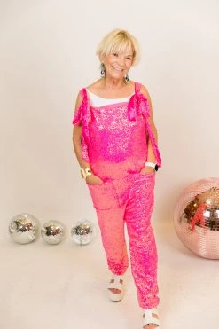 Fringe Co Bright Pink Sequin Party Jumpsuit Sequin Collection 11 Fringe Co Bright Pink Sequin Party Jumpsuit Sequin Collection