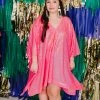 Fringe Co Bright Pink Sequin Short Caftan