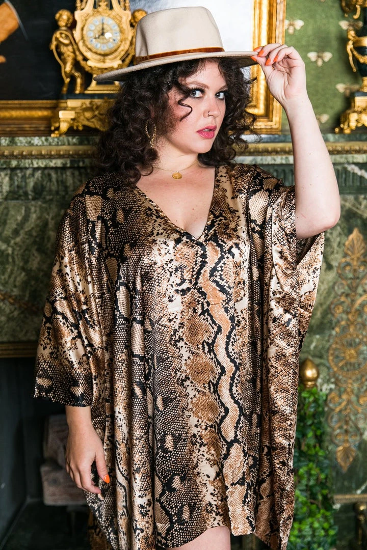 Fringe Co Caftan Club Collection Snakeskin Satin Short Caftan 2 Fringe Co Caftan Club Collection Snakeskin Satin Short Caftan