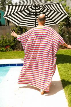 Fringe Co Caftan Club Collection Candy Stripe Long Caftan