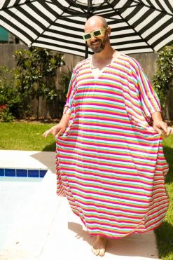 Fringe Co Caftan Club Collection Candy Stripe Long Caftan