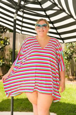 Fringe Co Candy Stripe Short Caftan