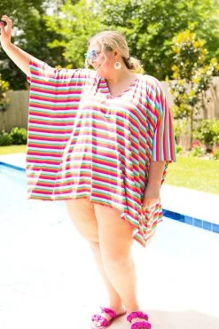 Fringe Co Candy Stripe Short Caftan