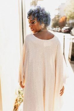 Fringe Co Champagne Dot Holographic Long Caftan