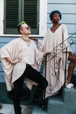 Fringe Co Champagne Dot Holographic Long Caftan