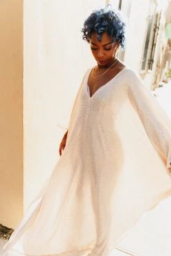 Fringe Co Champagne Dot Holographic Long Caftan