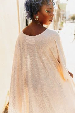 Fringe Co Champagne Dot Holographic Long Caftan
