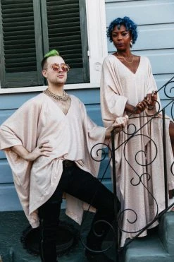 Fringe Co Champagne Dot Holographic Long Caftan