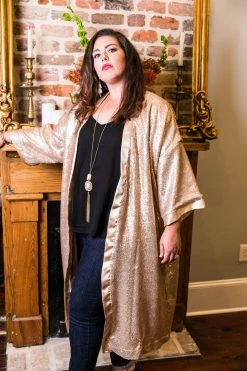 Fringe Co Sequin Duster Jackets Champagne Sequin Duster