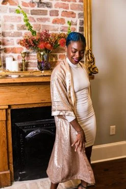 Fringe Co Sequin Duster Jackets Champagne Sequin Duster