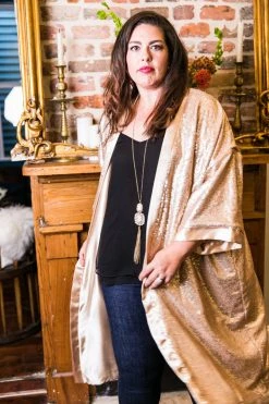 Fringe Co Sequin Duster Jackets Champagne Sequin Duster