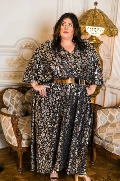 Fringe Co Caftan Club Collection Leopard Sequin Long Caftan