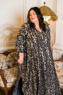 Fringe Co Caftan Club Collection Leopard Sequin Long Caftan