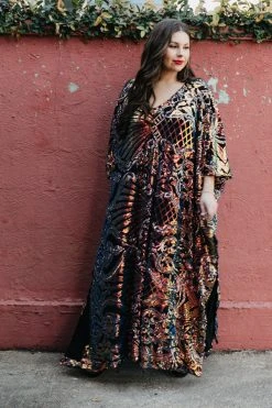 Fringe Co Copper Holographic Embroidered Long Caftan Caftan Club Collection