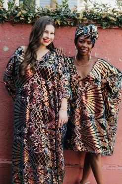 Fringe Co Copper Holographic Embroidered Long Caftan Caftan Club Collection