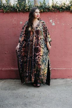 Fringe Co Copper Holographic Embroidered Long Caftan Caftan Club Collection