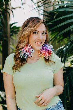 Fringe Co Rainbow Pom Pom Party Earrings