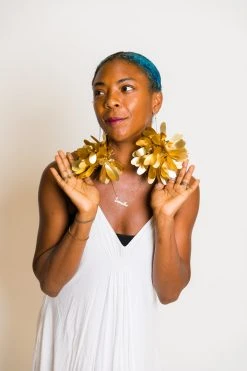 Fringe Co Matte Gold Pom Pom Earrings