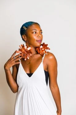 Fringe Co Rose Gold Pom Pom Earrings