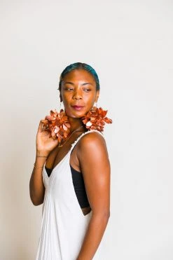 Fringe Co Rose Gold Pom Pom Earrings