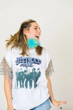 Fringe Co Blue Iridescent Party Pom Earrings