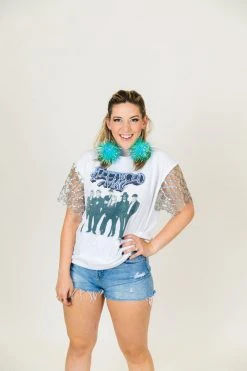 Fringe Co Blue Iridescent Party Pom Earrings